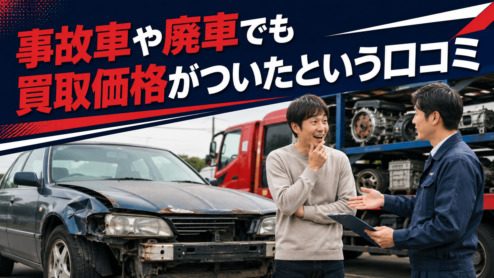 事故車や廃車でも買取価格がついたという口コミ