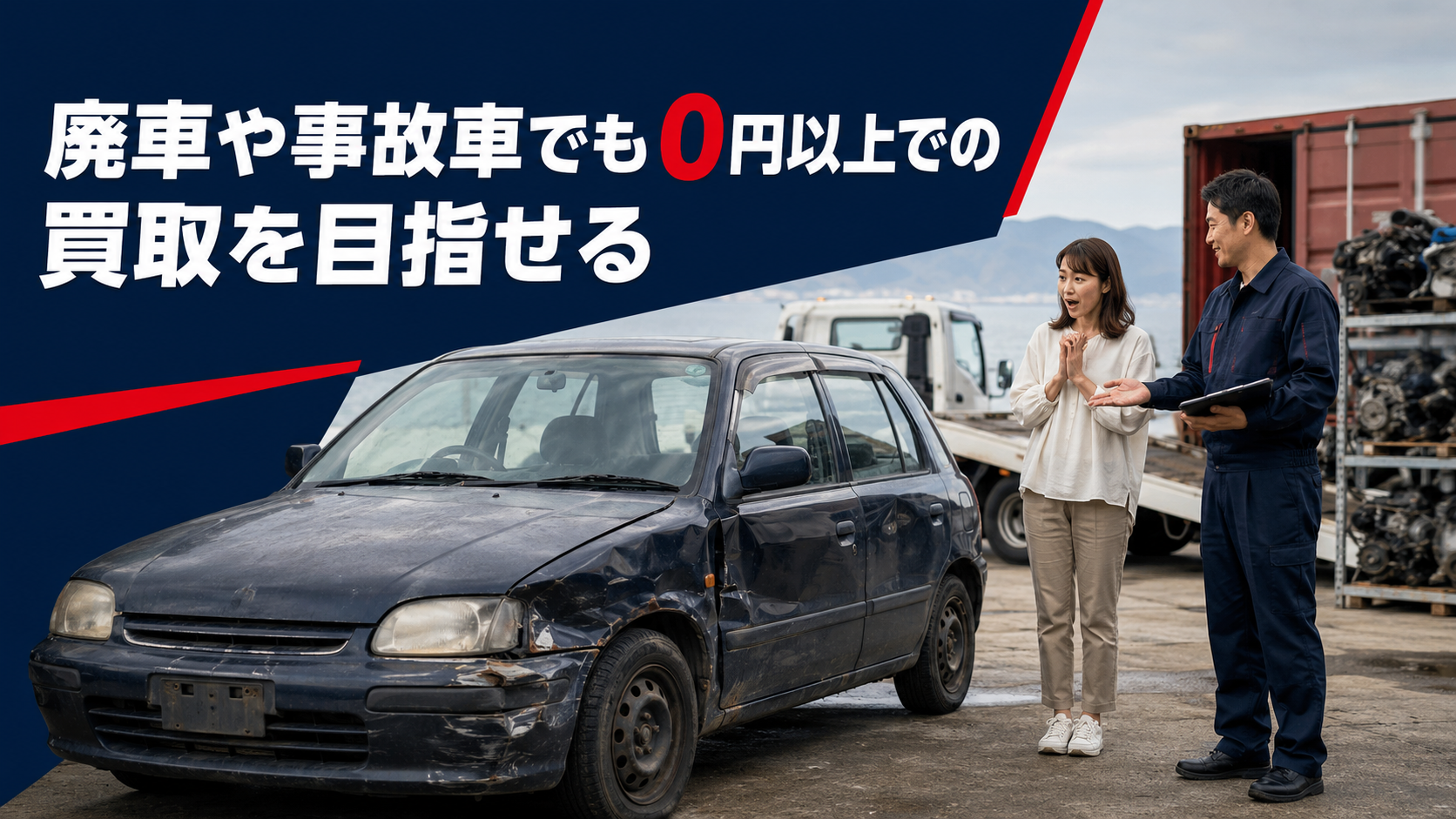廃車や事故車でも0円以上での買取を目指せる