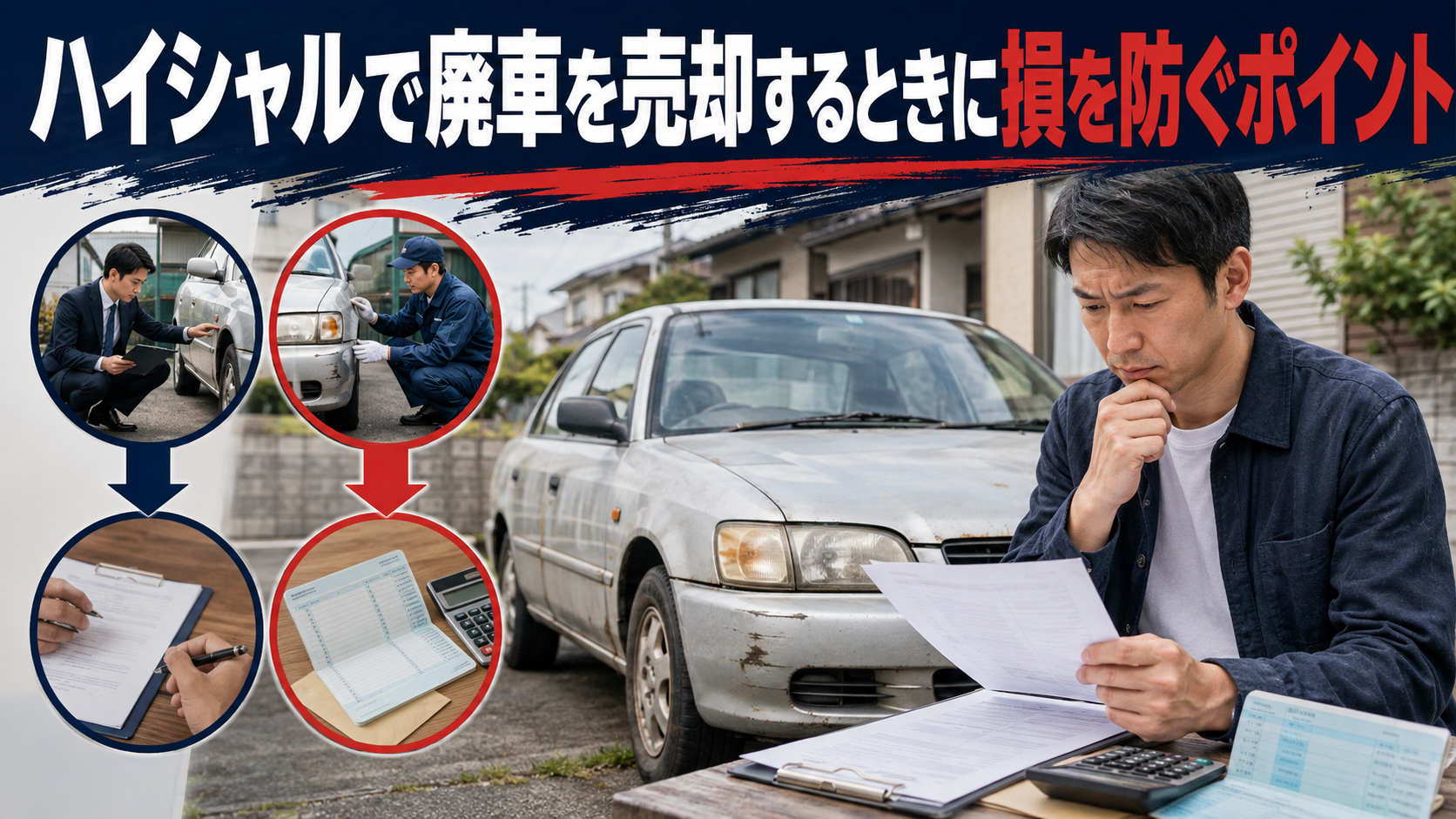 ハイシャルで廃車を売却するときに損を防ぐポイント