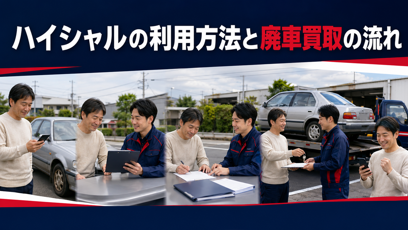 ハイシャルの利用方法と廃車買取の流れ