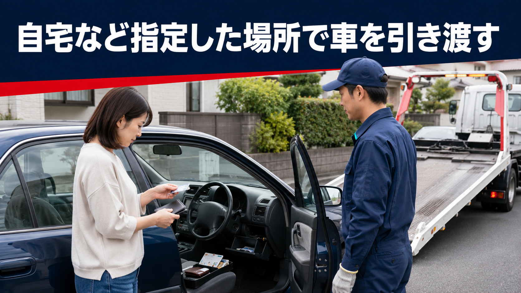 自宅など指定した場所で車を引き渡す