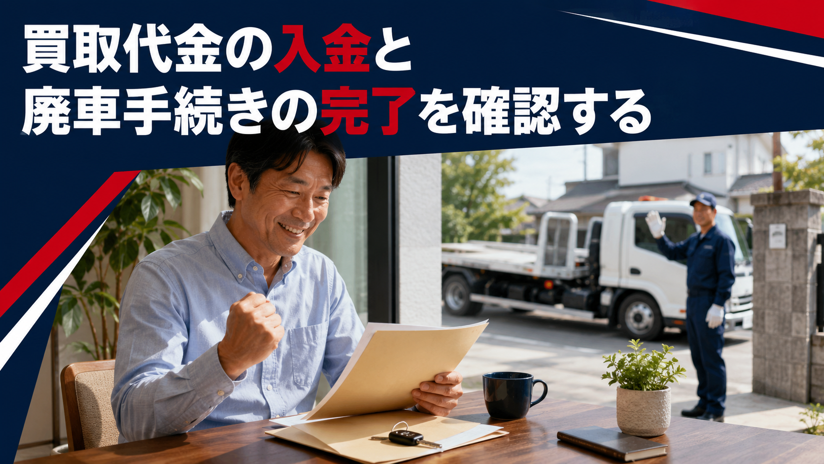 買取代金の入金と廃車手続きの完了を確認する