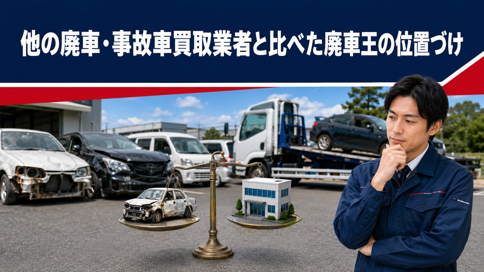 他の廃車・事故車買取業者と比べた廃車王の位置づけ