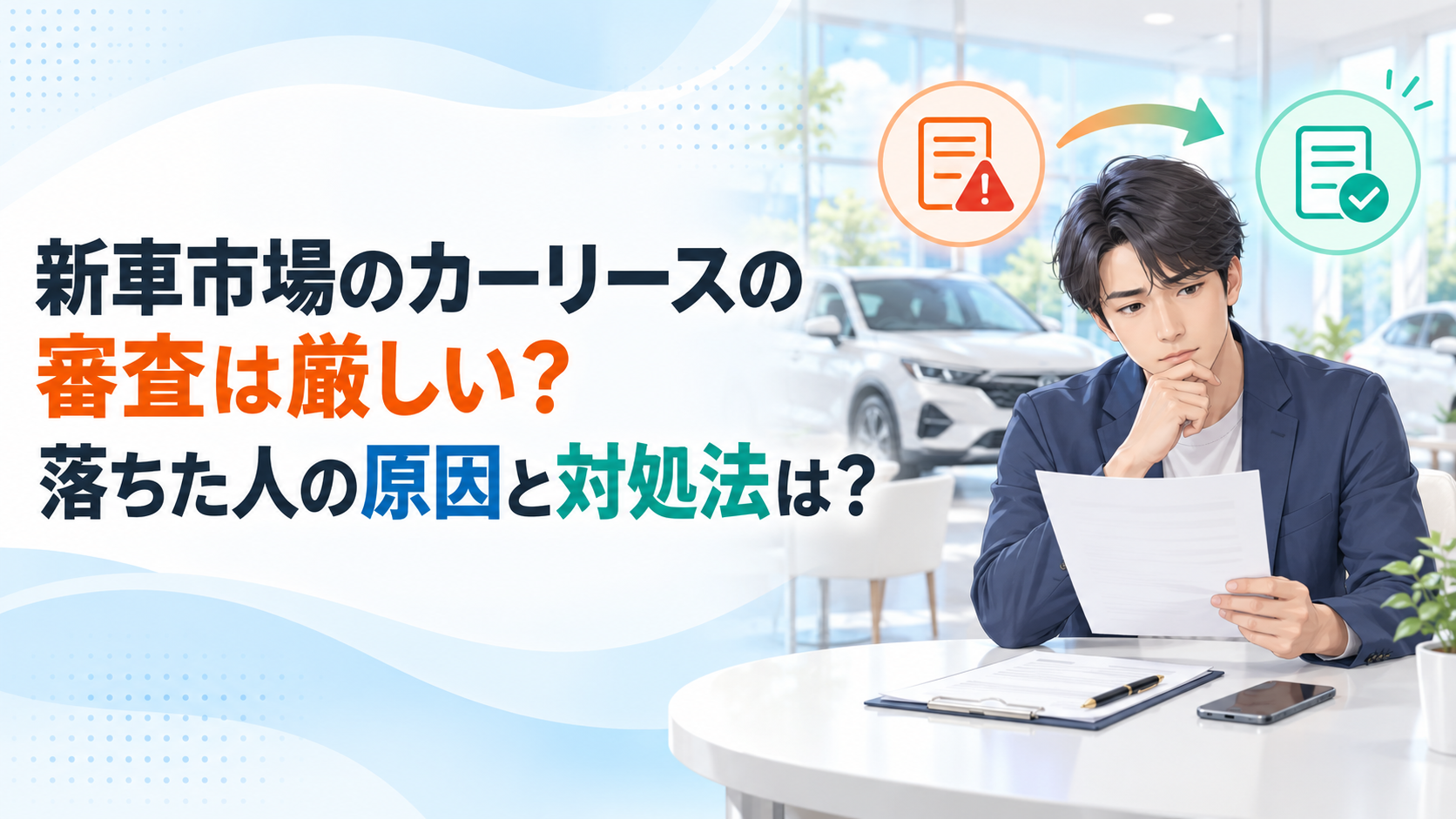 新車市場のカーリースの審査は厳しい？落ちた人の原因と対処法は？