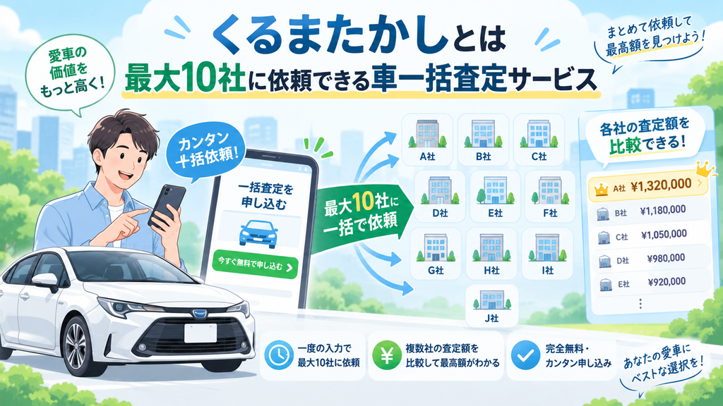くるまたかしとは最大10社に依頼できる車一括査定サービス