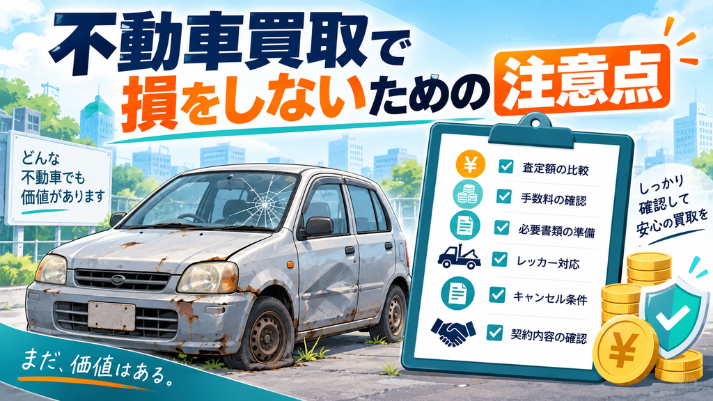 不動車買取で損をしないための注意点