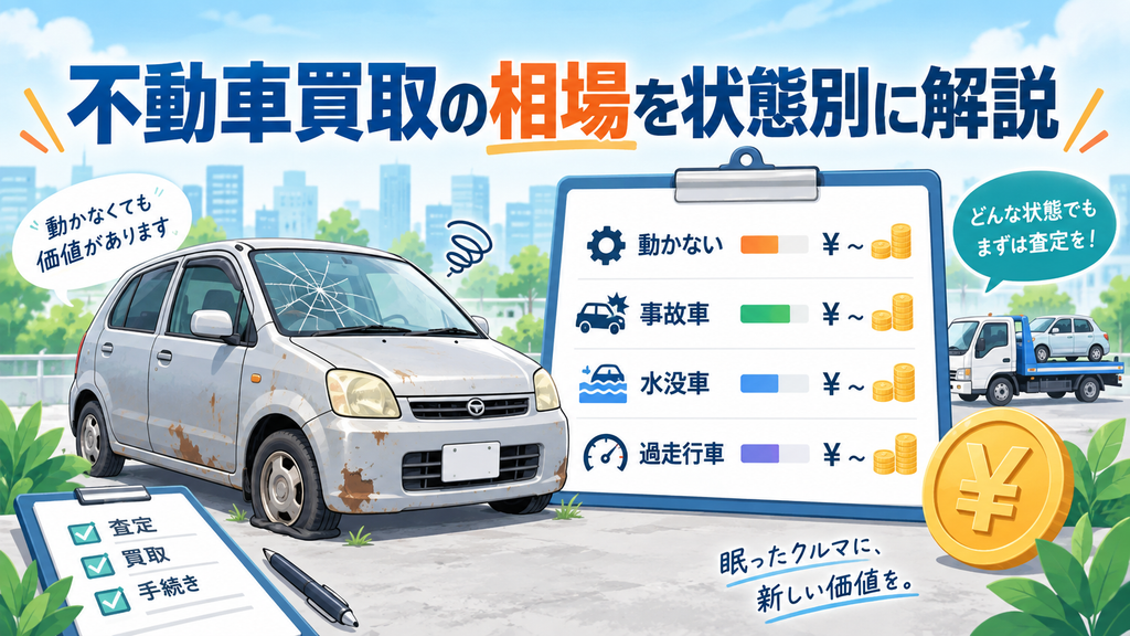 不動車買取の相場を状態別に解説