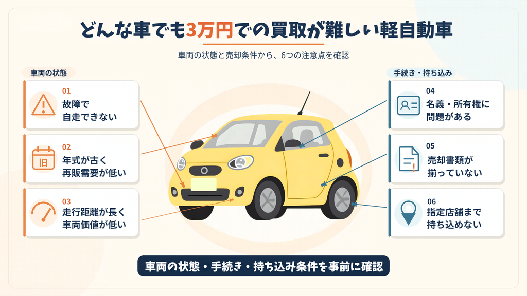 どんな車でも3万円での買取が難しい軽自動車