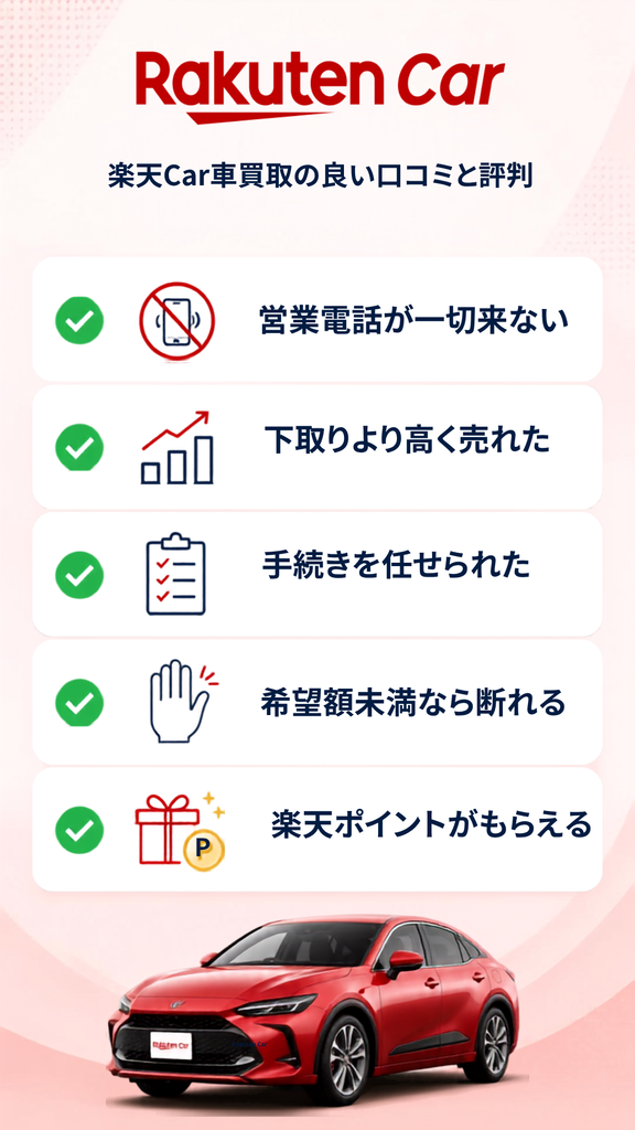 楽天Car車買取の良い口コミと評判