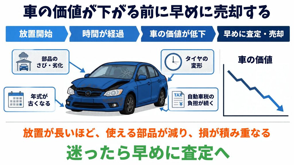 車の価値が下がる前に早めに売却する