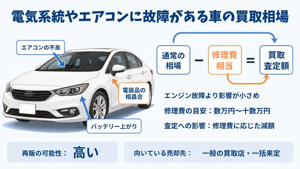 電気系統やエアコンに故障がある車の買取相場