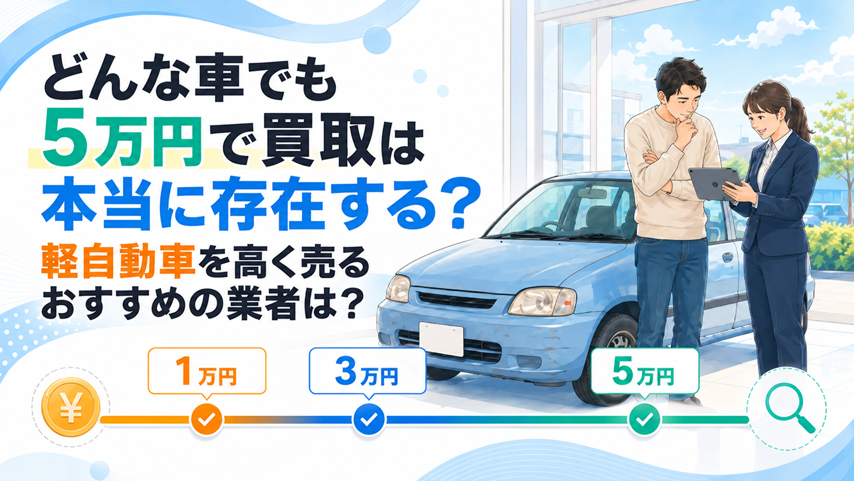 どんな車でも5万円で買取は本当に存在する？軽自動車を高く売るおすすめの業者は？