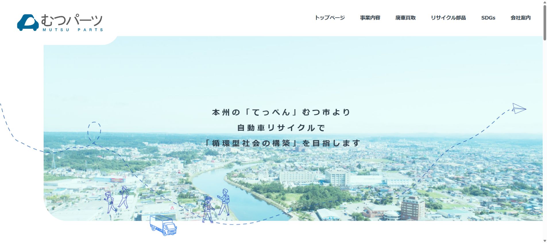 有限会社むつパーツの公式サイトPC画面